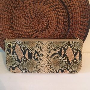 Hobo International Leather snake skin pattern wristlet/clutch purse